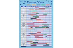 S STEEN Gardening Flower Growing Planner Poster UK | Laminated Flower Calendar Planner | Gardening gifts | Allotment Gifts | Garden planner | Gifts For Gardeners Women
