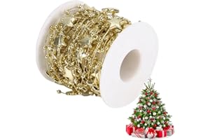 HZTYYIER Rotolo di perle perline Catena di perline in ABS Stella a cinque punte Corda decorativa Decorazione della casa per matrimoni fai-da-te, 10 metri/rotolo(d'oro)