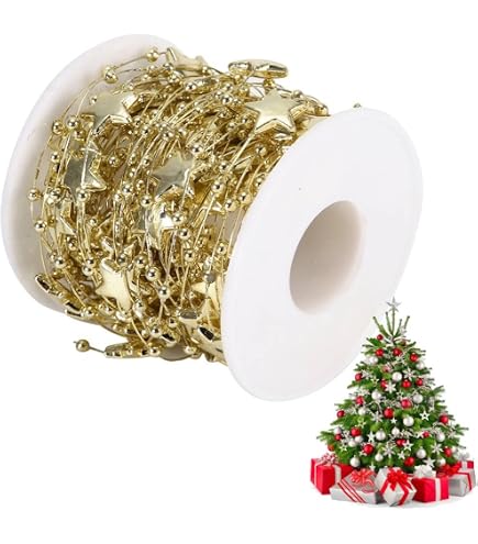 Belle Vous Guirlande De Perles De Noël - Ruban Perle De Noël Dorée