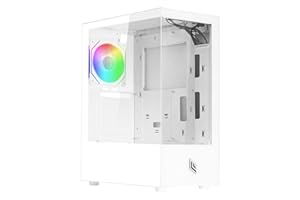 Noua Nexus P200 Case PC Gaming ATX Mid-Tower, Ventola LED ARGB 120mm MB Sync, Pannello Frontale e Laterale in Vetro Temperato Senza Cornice, Bianco