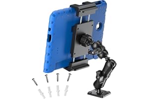 PLDHPRO Support Tablette Mural, Support iPad pour Camion Base de Forage, Bras Long Tablet Réglable à 360° 2-Niveaux pour Samsung/Pro/Air/Mini/Firehd, Mur, Cuisine, Salle de Bain 5,1"-15,6"