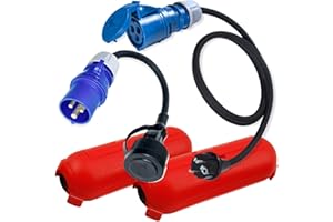 IntuiFlex Cavo adattatore CEE Schuko spina accoppiamento scatola di protezione/cavo set rosso 1,5/0,3m – accessori campeggio barca camper roulotte giardino – cavo H07RN-F 3 x 2,5 mm² 230 V 16 A