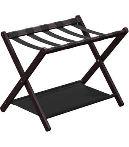 Smart FENDEE 2er-Set Bambus Gepäckträger | Faltbarer Kofferständer Mit Stoffablage Bis 59 Kg