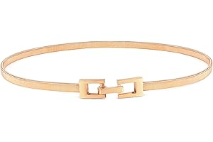 JASGOOD Skinny Metal Cinch Belt for Dress Stretch Thin Waist Belt for Women Gold/Silver