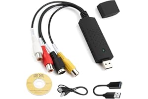 GAINSTEN USB Video Capture Digital Converter Capture Card Device VHS Mini DV VCR Hi8 DVD RCA to Digital USB Audio Grabber Adapter Kit Plug and Play for Mac PC TV Laptop Windows Vista Pal Ntsc