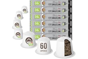Thé Darjeeling biologique| La Natura Lifestyle by Tpresso® 60 capsules de thé compatibles avec les machines à capsules Nespresso® | Capsules industrielles 100% compostables | Écologique