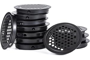 HEVEER Czarne kratki wentylacyjne, otwory o średnicy 53 mm, stal nierdzewna, do szafek, kuchni, sypialni, biur, zestaw 12 sztuk