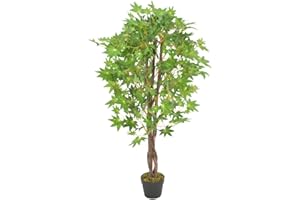 vidaXL Planta Artificial Decoración Árbol Arce Maceta Flores Decorativas Realistas Exterior Interior Oficina Hojas Plástico 120 cm Alta Verde