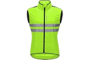 WOSAWE Uomo Ciclismo Abbigliamento Primavera Estate Riflettente Giacca Gilet Antivento Impermeabile Capispalla Sport All'aperto(BL205 Nero