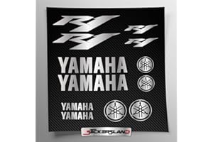 Kit de adhesivos compatibles con depósito y casco de moto | Vinilo preespaciado de fácil aplicación | letras logos | Stickersland® - R1 (Plata brillante metalizada)