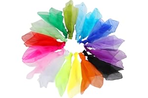 BLISSIQUEE 16 Stück Jongliertücher 60x60CM Chiffontücher Sensory Play Bunte Tücher für Aktivitäten Kindershow Tanzen, Jonglieren und Sensorisches Zubehör Dekoration