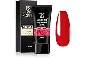 ROSALIND Ricostruzione Unghie Gel, Rosso Poly Nail Gel Acrilico per Unghie Ispessente 60ml, Red Gel Extension per Unghie per Principianti e Professionisti Manicure da Salone