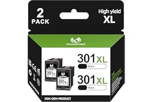 ECONOMINK 301XL Ink Cartridges High Yield Replacement for HP 301 Black Ink Cartridge, 301XL Black for DeskJet 3050 1050 2544 Envy 4500 4504 OfficeJet 2620 4630 4632 4634 Printer (2 Pack)