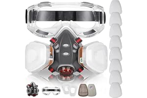 ANUNU Chemische Gesichtsschutz with Filter and Brille für Lackieren, Staub, Epoxidharz, Farbe