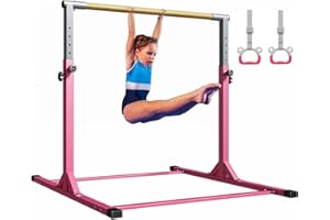 MEKETUM Barre de Gymnastique Enfant 3-15 Ans Hauteur Réglable 103-158cm Équipement de Gym pour Accueil Formation Capacité 150KG