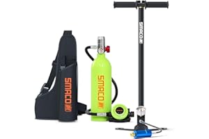 SMACO Mini Scuba Tank 1L Scuba Cylinder Provide 15-20 Minutes Breath, Scuba Tank Package for Shallow Water Diving (Within 33 ft) Suitable for Diving Practice/Underwater Work/Spare Cylinder