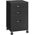 VASAGLE File Cabinet with 3 Drawers, Rolling Office Filing Cabinet with Wheels, for A4, Letter Sized Documents, Hanging File Folders, Industrial, Ink Black OFC065B16