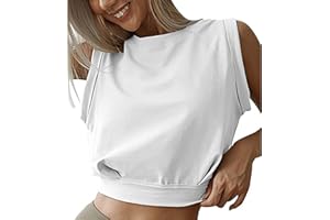Hanaoops Camiseta Deportivo Sin Mangas para Mujer Camisetas de Fitness Crop Top Tanktop de Tirantes de Gimnasia Casual Camisas para Yoga Corriendo Atlético