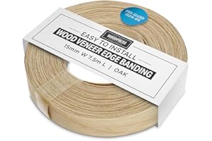 WoodPress® 15 mm Bois de Chêne Véritable Bande de Chant en Placage Préencollé – Rouleau de 7,5 m – Application à Repasser facile à faire soi-même, couvre le bord d'un panneau MDF standard