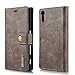Produktbild Sony Xperia XZ / XZs Hülle, Sony Xperia XZ / XZs Handyhülle,MKOAWA Echtes Rindsleder Folio Flip Wallet Case, Magnetische Abnehmbare 2 in 1 Abnehmbare Retro 3 Kartensteckplätze für Sony Xperia XZ / XZs (Grau)