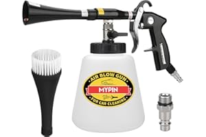MYPIN Car Cleaning Gun, 6-9.2Bar Dry Blow Gun, High Pressure Compressed Air Blow Gun, Interior Car Cleaning with 2 Nozzles for Vehicle Car Carpet Dashboard Seat Upholstery (Black with Bottle)