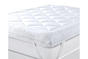 CAROLINE SHATUIK Dual LayerSmall Double Mattress Topper 4 Inch Thick - Quilted 4ft Mattress Topper Made with Fluffy Hypoallergenic Microfibre with Strong Corner Straps (Small Double, 122x190cm)