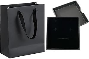 NYXSEAT 1 małe pudełko prezentowe z pokrywką + 1 pionowa torebka, opakowanie na prezent, pudełko na biżuterię, mini torebka na prezent, nadaje się do przechowywania biżuterii lub jako prezent (czarne)