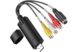 Lonnalee Convertitore di File Digitalizzato USB 2.0 Audio/Video, Scheda di Acquisizione Video, Chiavetta per Windows 10/8/7/XP Mac