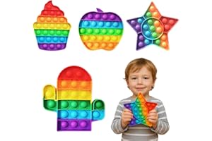 KOQAIIZ Pop It Fidget Toys, 4 Pièces Push Bubble Sensory Pop Fidget Toy, Jouets Sensoriels à Presser en Silicone, Popit Jeux pour soulager l'anxiété et Le Stress, Cadeau Enfant et Adulte