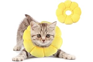 Moosono Halskrause Katze, Weich Halskrausen für Katzen, Einstellbarer Katzenkragen für Nach Operationen, Sonnenblume Katzen Halskrause für Kleine Hunde und Katzen (Gelb)