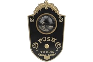 Zerodis Decorazione appesa alla Porta del Campanello con Un Occhio di Halloween con bulbo oculare in Acciaio Inossidabile (7,1 x 4,3 Pollici)(Nero)