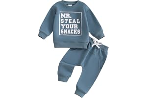 Carolilly Småbarn baby pojkar kläder t-shirt långärmad bokstavstryck sweatshirts pullover + fickbyxor set 2 st kontrastfärg k