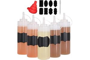 Belinlen 6 Pack 12 oz (360ml) Plastic Squeeze Sauce Bottle, Condiment Bottles with Twist On Cap Lids, Plastic Squeezy Bottles for for Soy, Sauce, Ketchup, Paint, Oil, Icing Dispenser