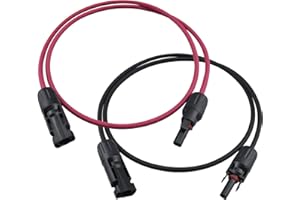 Leehitech 1M/3.4FT Solar Panel Extension Cable，14AWG/ 2.5mm² Male to Female Solar Panel Extension Connectors Cable,(Black and Red) Waterproof, dustproof,for Solar Panels, Photovoltaic Systems