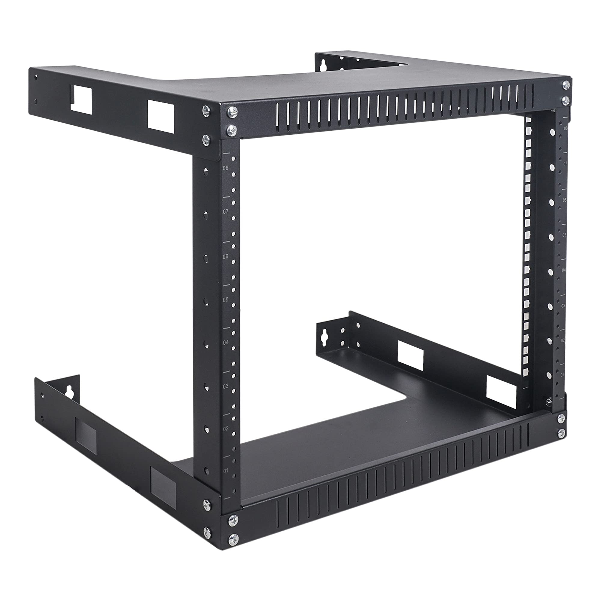 Sound Town 2-Post 8U Wall Mount Open Frame Rack, 16" Depth, for Servers, IT Equipment, Network Devices, AV, Patch Panels (ST2PWOR-8U)