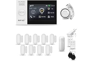 HUXGO® HXA007 Alarme Maison sans Fil WiFi + GSM avec Sirène | Système d'alarme avec détecteur de Mouvement, 9X capteurs de Portes et fenêtres,télécommande | TUYA Intelligent