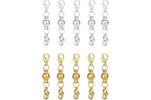 Deolven Magnetic Lobster Clasp,10 Pack Jewelry Extender Chain Extender Magnet Clasp for Necklace Bracelet Silver Gold