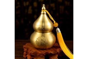 JZSMY Feng Shui - Calabaza china de latón Hu Lou, estatua para decoración del hogar, decoración de mesa, decoración de la suerte, figura de protección de la suerte, decoración retro Wu Lou, amuleto de