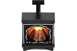 KATELUO Chimenea en Miniatura con Iluminación LED, Chimenea Casa de Muñecas, Chimenea Miniatura Chimenea de Casa de Muñecas, Muebles para Casa de Muñecas, Accesorios Miniaturas para Casa de Muñecas (Negro)