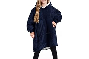 MUYOGRT Blanket Hoodie for Kids, Wearable Oversized Hoodie Blanket, Ultra Soft Warm Fleece Blanket Hooded Sweatshirt with Front Giant Pocket for Girls Boys Teens