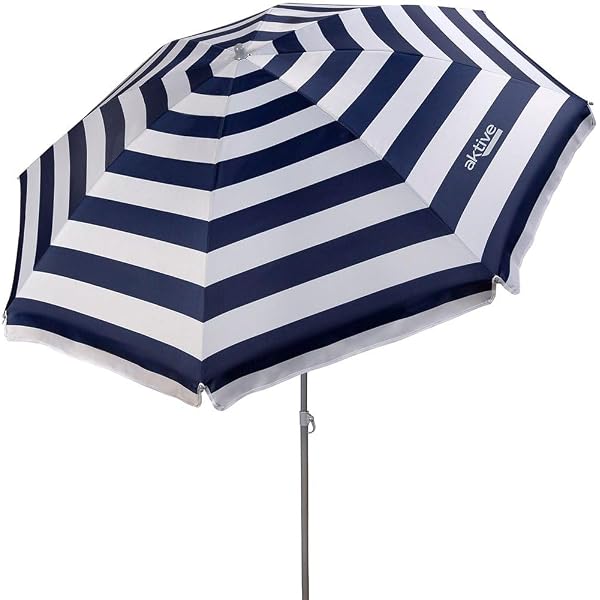 Parasol Plage Aktive Beach 200cm - Résistant Au Vent UV50 Multicolore Avec Sac Transport