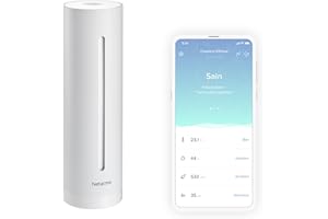 Netatmo Capteur Qualité Air Intérieur Intelligent, Détecteur CO2, Température, Humidité, Bruit - Contrôle Maison, Environnement Sain, Alertes Automatiques - Blanc - Edition Limitée - NHC-W-EC