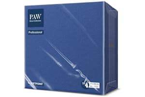 PAW DECOR COLLECTION PAW - Serviettes Soft Point (38 x 38 cm) | 50 Serviettes Gastronomiques | Douces et Résistantes | Idéales pour un usage Quotidien, les Bars et les Cafés | Bleu marine