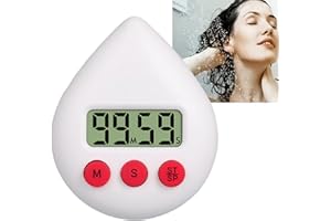 OUMUN Digital Waterproof Shower Timer & Clock - Energy-Saving Toothbrush Timing Tool with Magnetic Kitchen & Cooking Timer in White