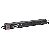 Dynamode 6 Way Horizontal 13a Switched Power Distribution Unit (PDU) With Switch Cover Multi Plug Power Strip Electric Charging Station. Made Of Aluminum Alloy With Plug Rackmount and Surge Protector, 1.8M Cable for Home and Office