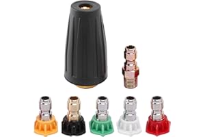 Lrtzizy Buse Turbo pour Nettoyeur Haute Pression, Buse Rotative et 5 Embouts, Raccord Rapide 1/4 '' 3600 PSI Noir