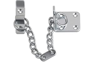 IRONZONE® Heavy Duty Door Chain Security Door Complete with Fixings Polished Chrome for use on The Internal Side of a Door, Added Security Once Installed