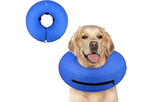 Supet Dog Cones After Surgery, Protective Inflatable Dog Collar Pet Recovery Collar Soft Pet Cone for Small Medium or Large Dogs and Cats Anti-Bite Lick Wound Healing Blue M