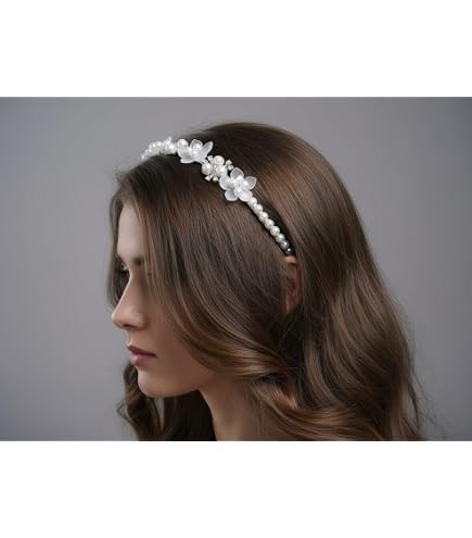 Crystal and Pearl Bridal Hair Vine, 35cm Silver-Toned Floral  display picture 2