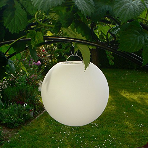 Kabellose LED Kugellampe, 30cm Kugel-Dekoleuchte mit Farbwechsel und Fernbedienung – Gartenleuchte, Kugelleuchte, Schwimmleuchte – hängend, stehend, schwimmend – wasserdicht für Haus und Garten - 3